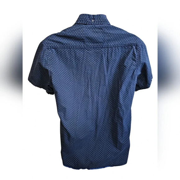 Broken Threads Polka Dot Button Down Shirt Size Large Blue Classic Preppy Casual - Picture 2 of 5